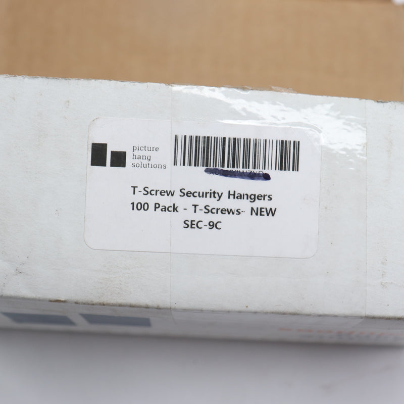 (100-Pk) Picture Hang Solutions T-Screws Security Hangers to Lock Artwork SEC-90