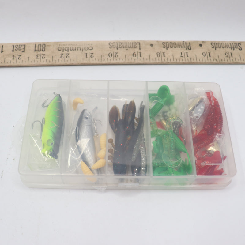 (84-Pk) Soft & Hard 3D Fishing Lure Bait Set With Storage Box DD-84A - Assorted