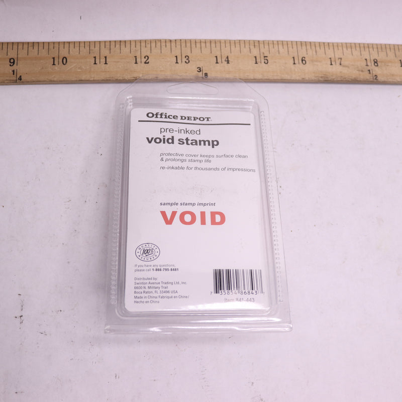 Office Depot Pre-Inked Message Stamp Void Red 841-443