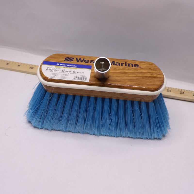 West Marine Admiral Deck Brush Blue Medium Bristles 12 1/2" 12830923