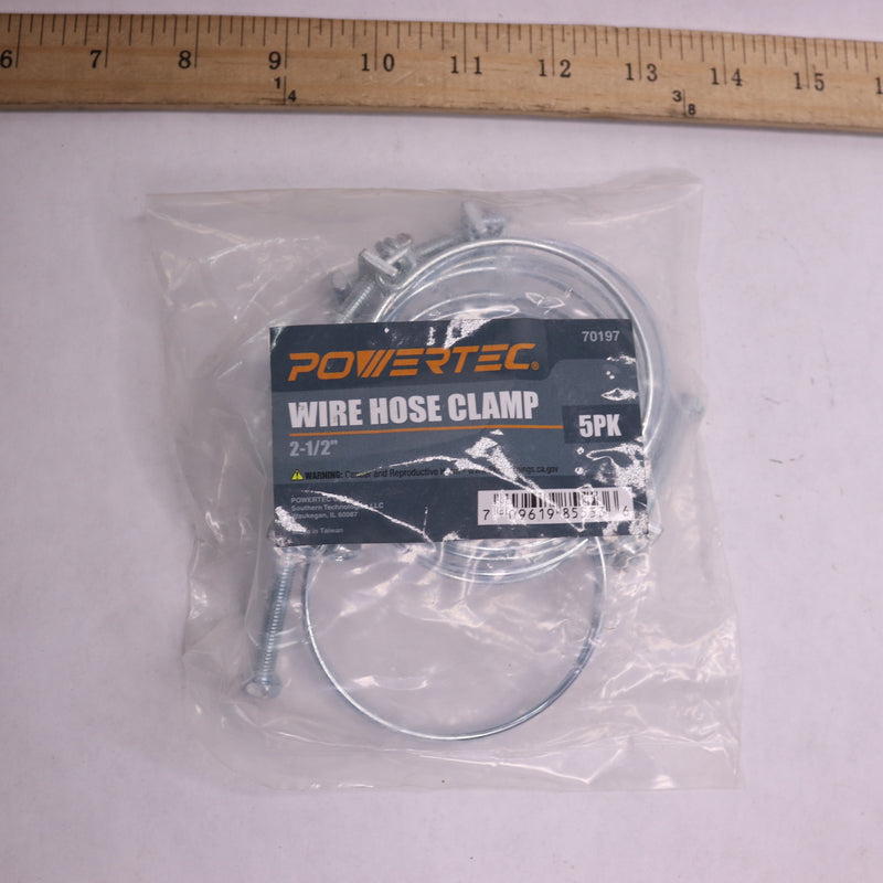 (5-Pk) Powertec Double Wire Adjustable Hose Clamp 2-1/2" 70197