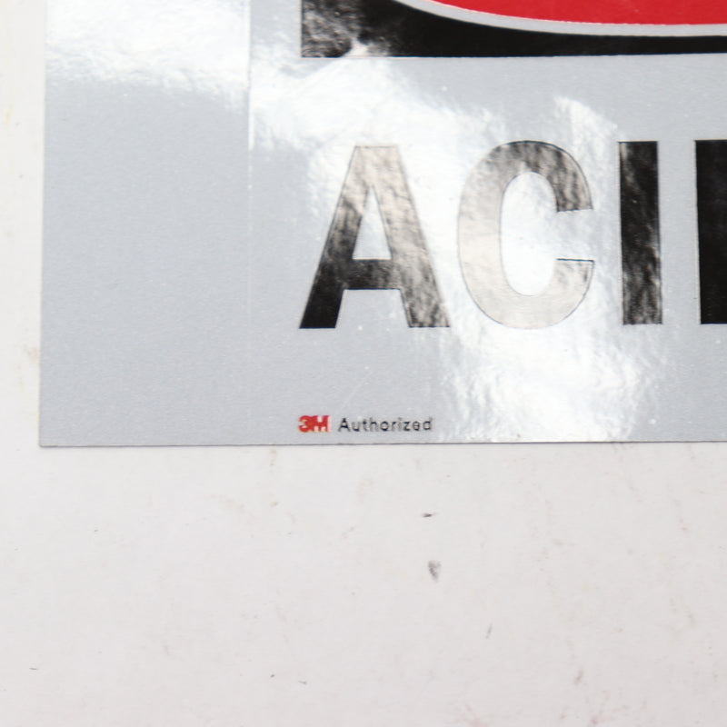 (8-Pk) 3M "Danger - Acid" OSHA Label Laminated Vinyl Red, Black and White