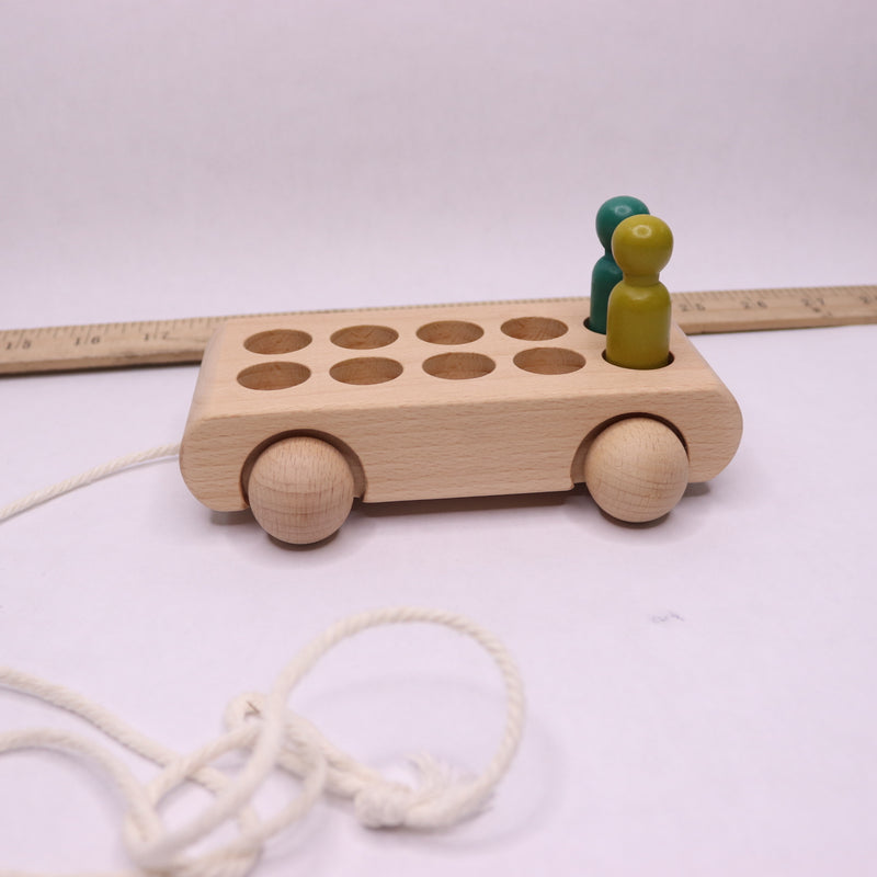 Gift Of Nature Infant Wooden Drawstring Trolley Toy Beech - 2 Wooded People Only