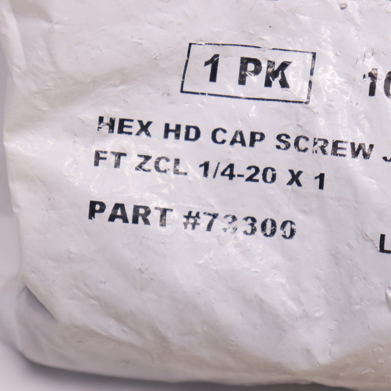 (100-Pk) Infasco Hex Head Cap Screws Zinc Plated 1/4"-20 x 1" 73300