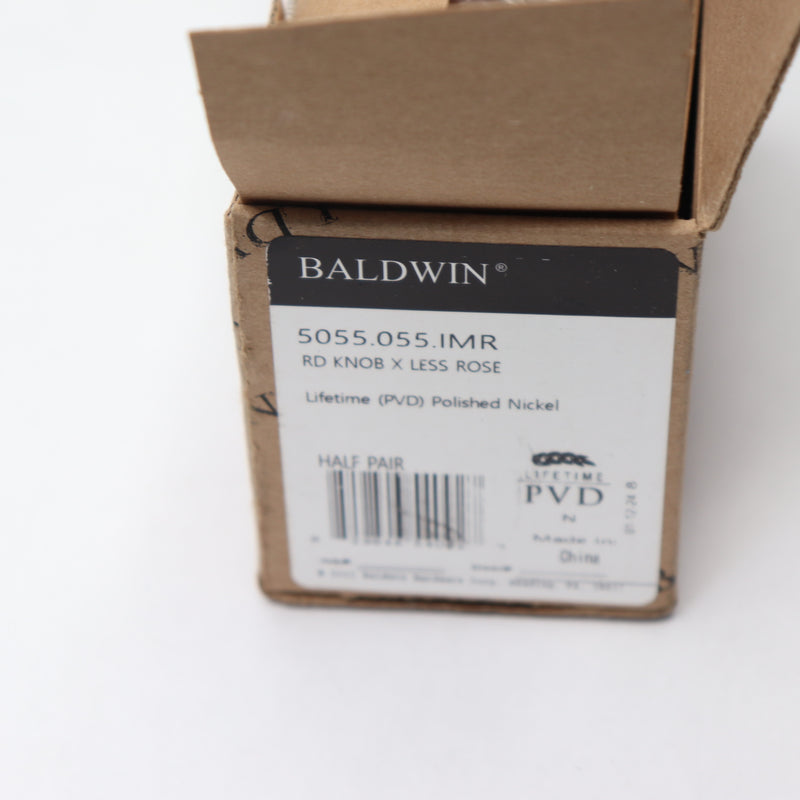 Baldwin RD Knob X Less Rose Polished Nickel 5055055IMR