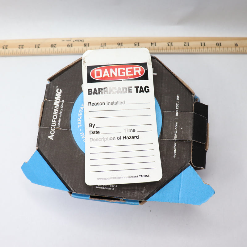 Accuform Danger Barricade Tag Tags by-The-Roll 6.25" x 3" x 0.01"