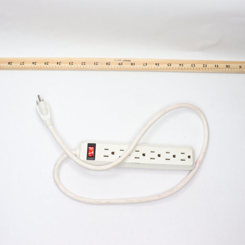 Power Strip Surge Protector White 6-Outlet 15AMP 125V 3' YLPT-90A
