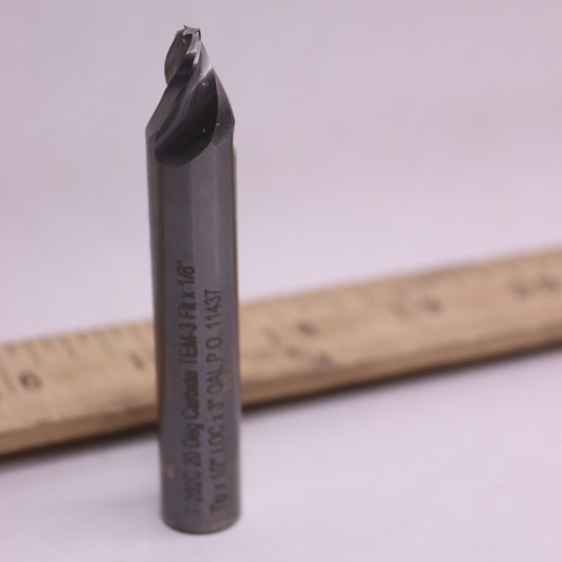 Conical Tapered End Mill Square End 3 Flutes Solid Carbide 1/8" Small Dia x 1/2"
