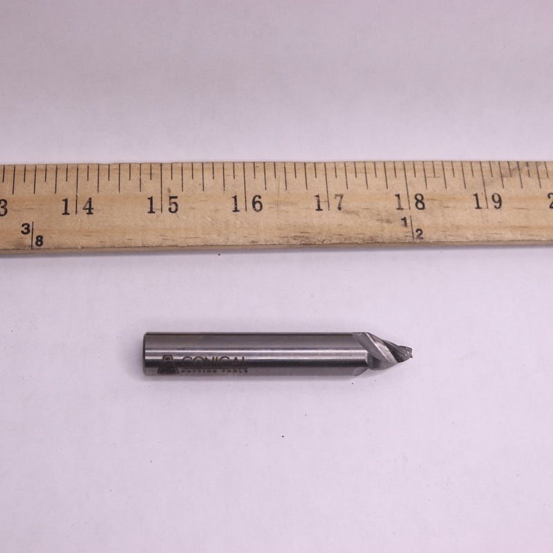 Conical Tapered End Mill Square End 3 Flutes Solid Carbide 1/8" Small Dia x 1/2"
