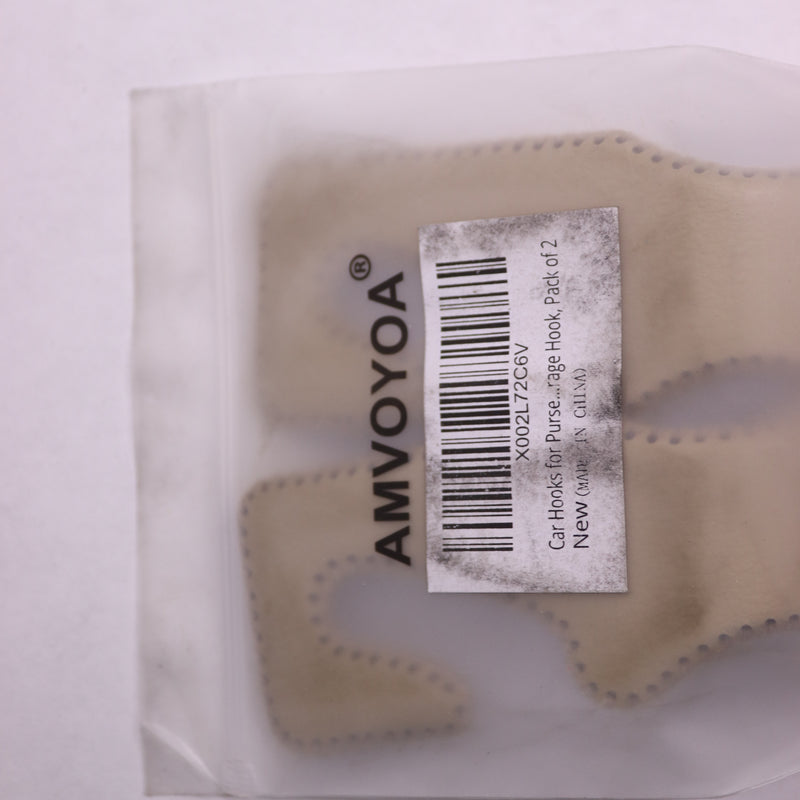 (2-Pk) Amvoyoa Car Back Seat Headrest Hooks Beige For Purses and Bags