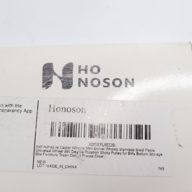 (8-Pk) Honoson Universal Self-Adhesive 360° Rotation Caster Wheel Clear