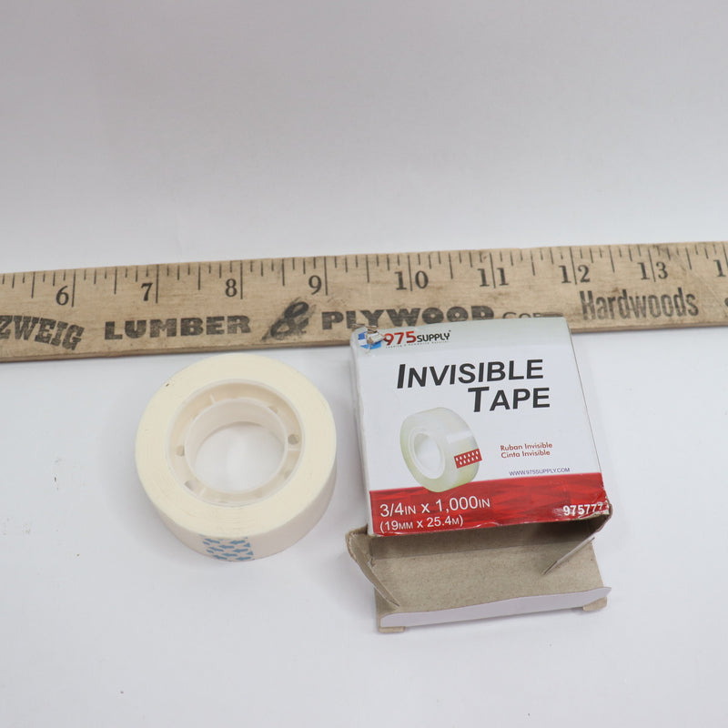 975 Supply Invisible Tape Roll Paper Clear 3/4" x 1000" 975777