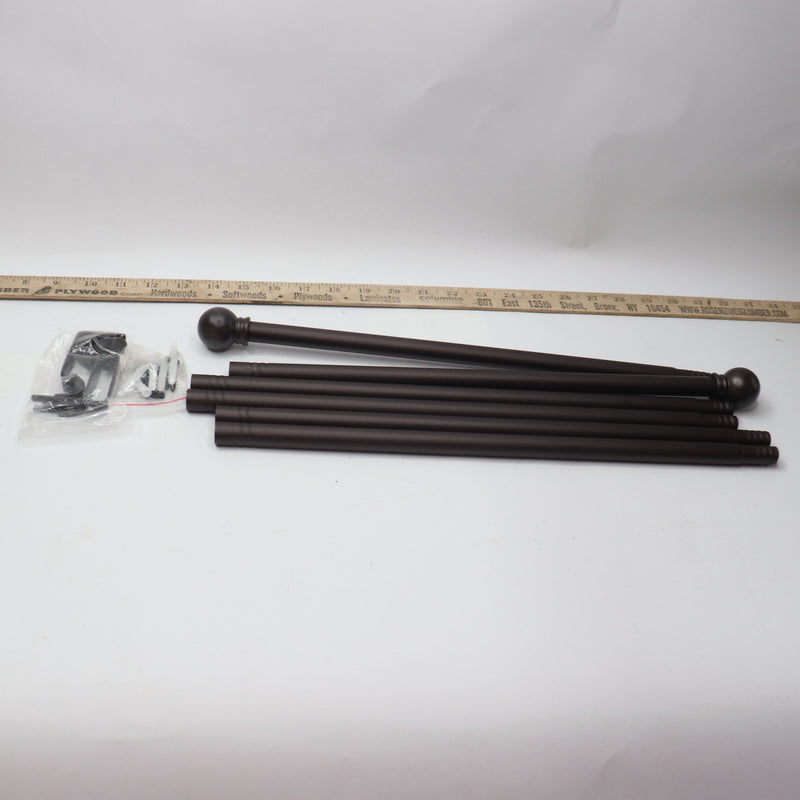Qiutou Curtain Rods with Ball Finials & Bracket Brown 1" Dia 143.7"L x 0.98"W