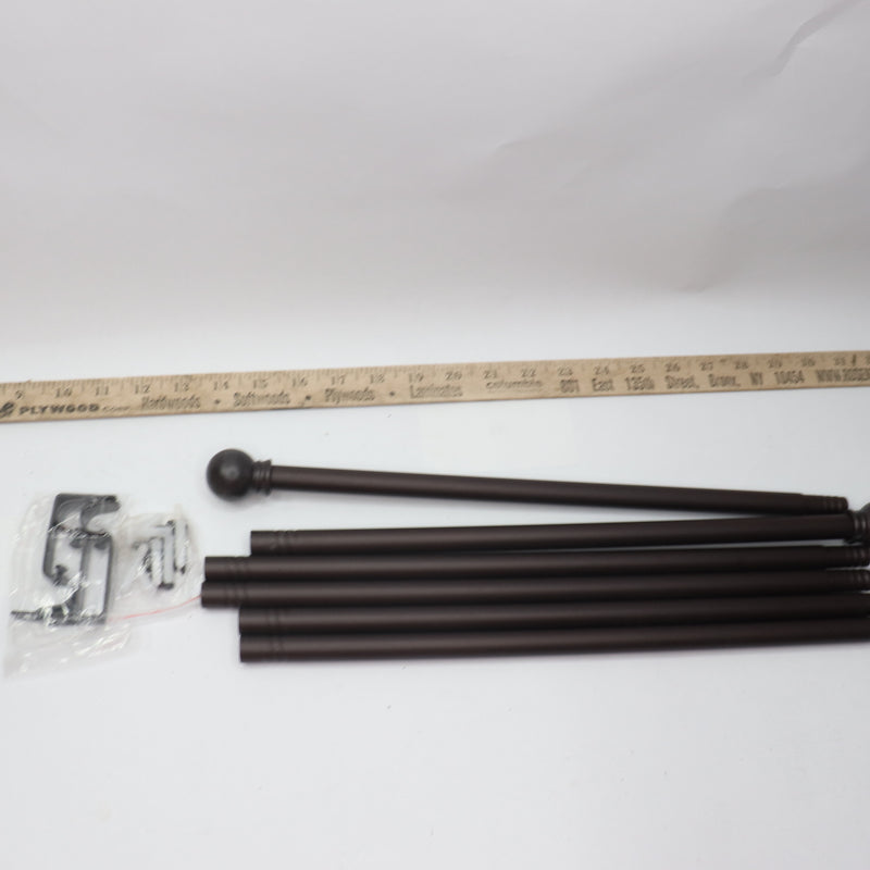 Qiutou Curtain Rods with Ball Finials & Bracket Brown 1" Dia 143.7"L x 0.98"W