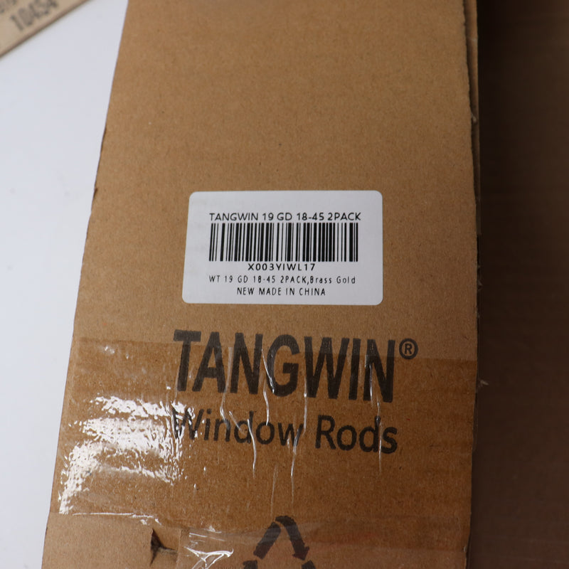 (2-Pk) Tangwin Curtain Rod with Curtain Holdbacks Gold for Window 36"-88" 1" Dia
