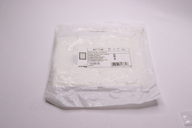Leviton 3-Gang Toggle Device Switch Wallplate 4.5" H x 6.37" W 80711-W