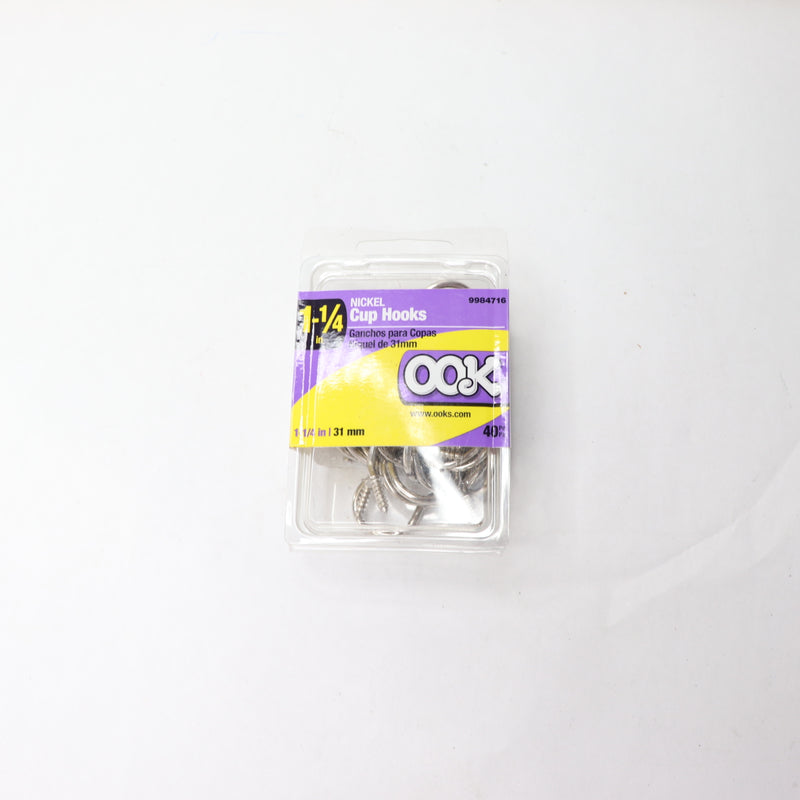 (40-Pk) OOK Cup Hooks Nickel 1lbs 1.25" 9984716