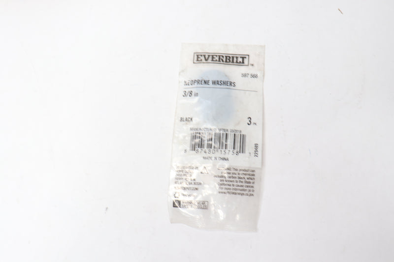 3-Pk) Everbilt Fat Washer Neoprene Black 3/8" x 13/16" 597 568