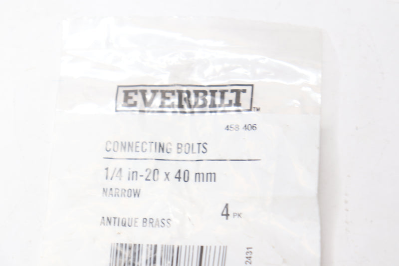 (4-Pk) Everbilt Narrow Shank Connecting Bolts 1/4"-20 tpi x 40 mm