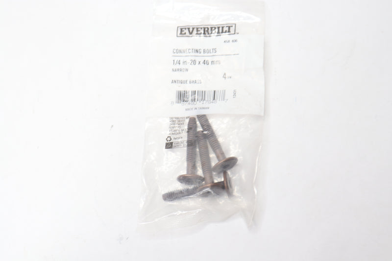 (4-Pk) Everbilt Narrow Shank Connecting Bolts 1/4"-20 tpi x 40 mm