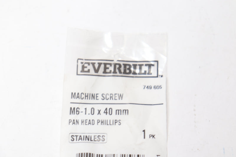 Everbilt Phillips Pan Head Machine Screw Stainless Steel M6-1.0 x 40 mm