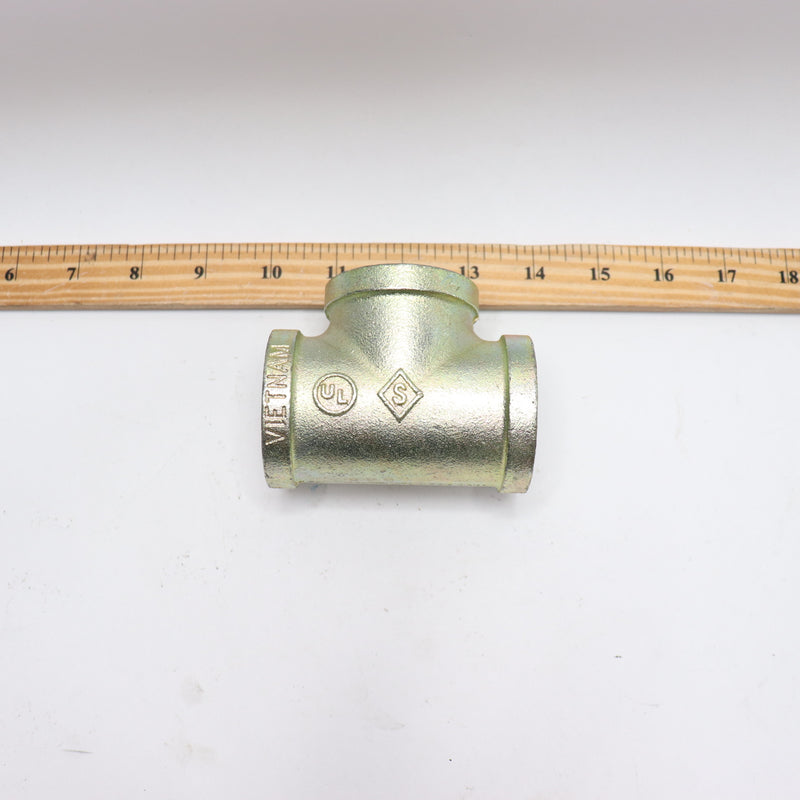 Tee Pipe Fitting Zinc Plated Yellow 1-1/4" FNPT