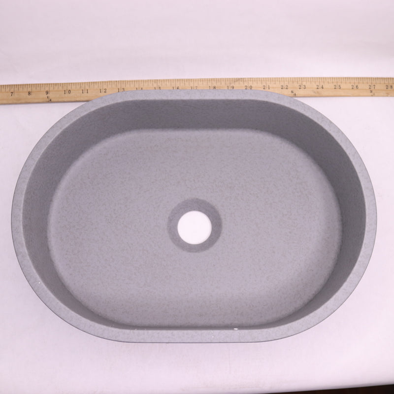 Oval Vessel Sink without Faucet Concrete Ceramic Gray W143264981