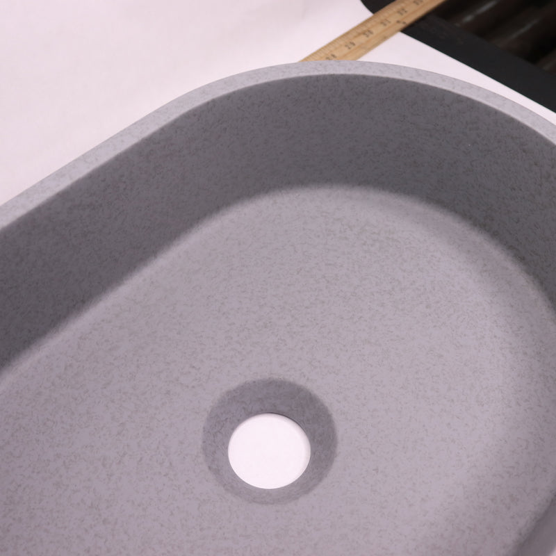 Oval Vessel Sink without Faucet Concrete Ceramic Gray W143264981