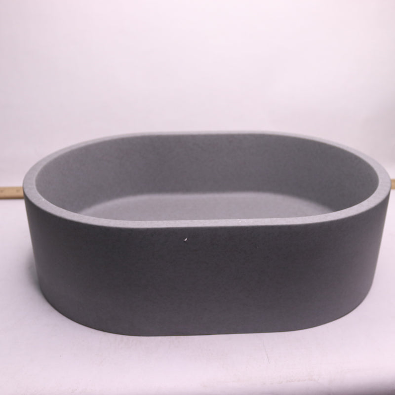 Oval Vessel Sink without Faucet Concrete Ceramic Gray W143264981