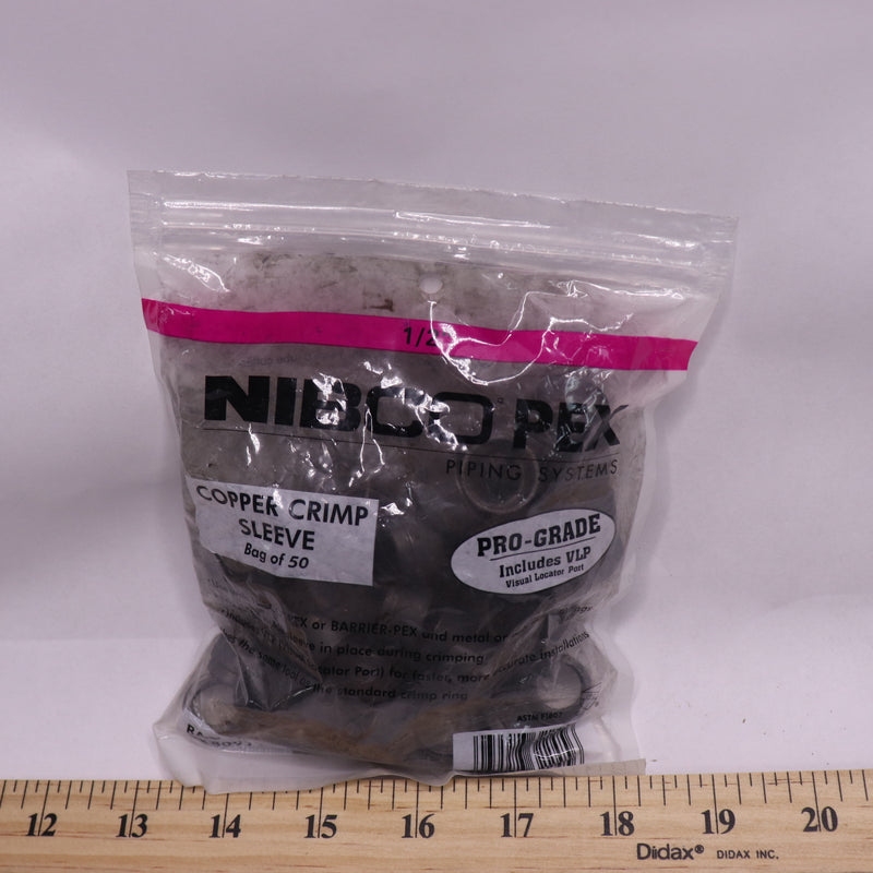 (50-Pk) Nibco Crimp Sleeve Copper Black 1/2" PX80911