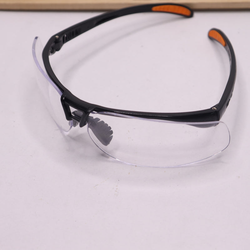 Bahco Safety Glasses Anti-Fog Scratch Resistant Black/Orange Frame Clear Lens