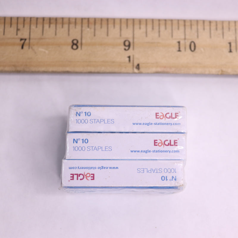 (3-Pk) Mini Premium Staples Silver 1000 Pieces/Box 0.19"L x 0.35"W NO.10