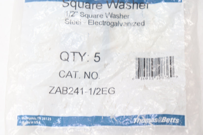 (5-Pk) Superstrut Square Washer Electro Galvanized 1/2" ZAB241-1/2EG