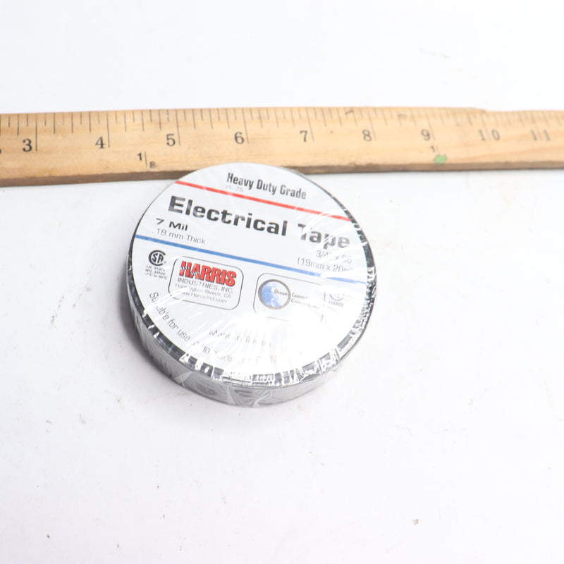 Harris Electrical Tape PVC Rubber Adhesive Black 7mil 3/4"W x 66'