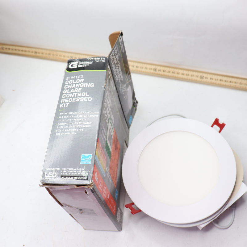 Commercial Electric Ultra Slim Adjustable CCT Canless LED Recessed Light Kit