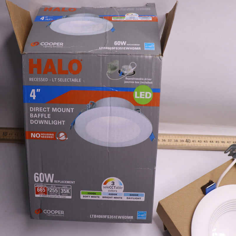 Halo Dimmable LED Recessed Light Retrofit Trim White 3000K-5000K 600lm 120V 4"