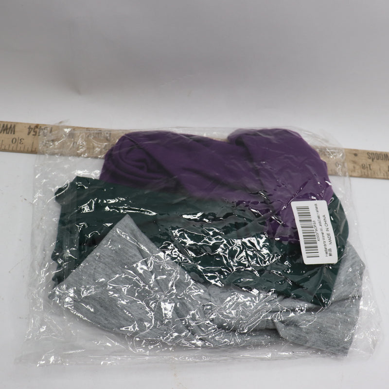 (3-Pk) Knotted Headbands Bulk Hair Accessories Cotton Gray/Purple/Green