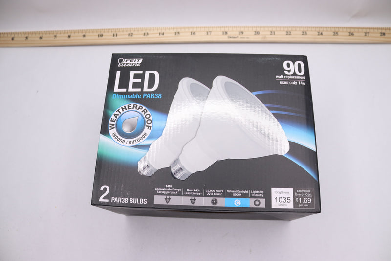 (2-Pk) Feit Electric 14W LED PAR38 Dimmable Indoor/Outdoor Light Bulbs