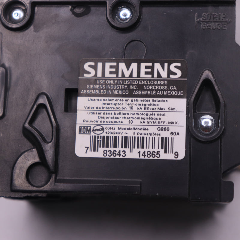 Siemens Double-Pole Type QP Circuit Breaker 60 Amp Q260