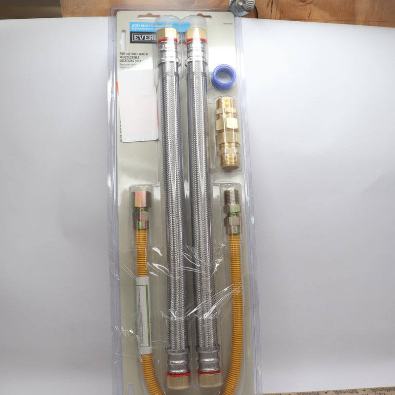 Everbilt Gas Water Heater Installation Kit Stainless Steel/Brass 18" - Complete