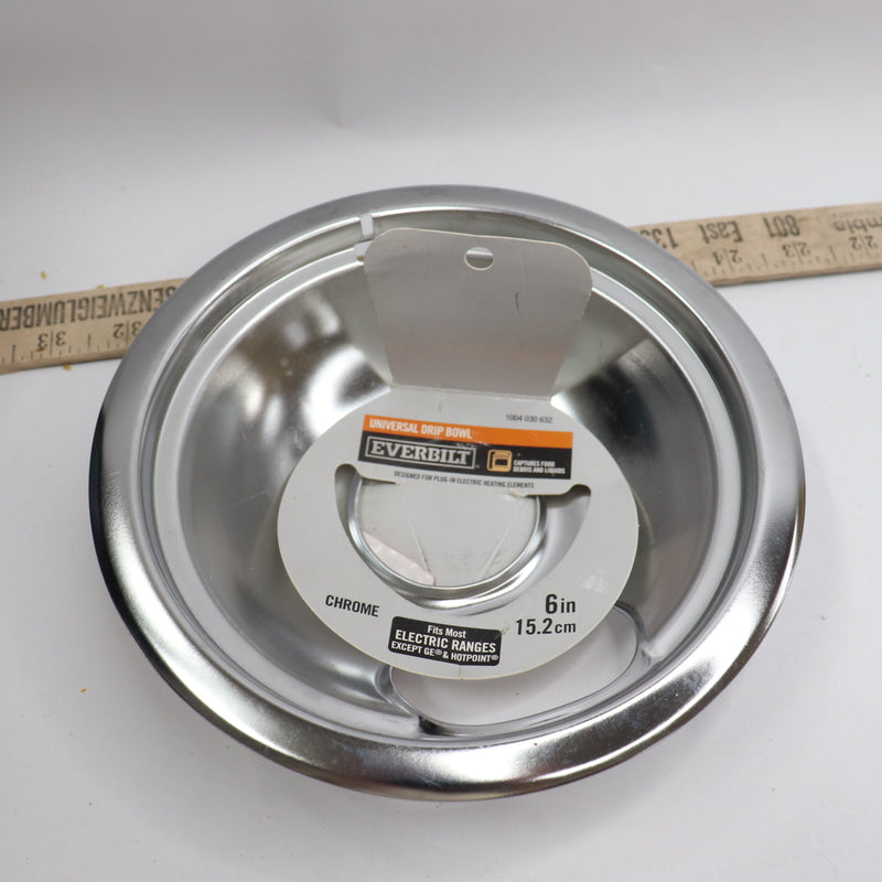 Everbilt Universal Drip Bowl For Electric Ranges Chrome 6" 98232