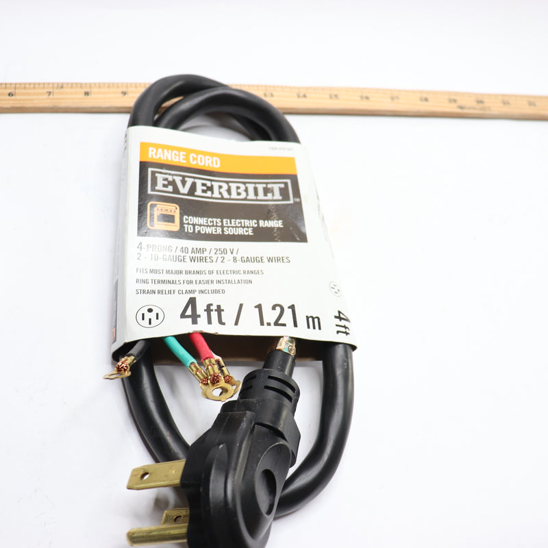 Everbilt Electric Range Stove Power Cord Black 50Amp 4 Wire 4Ft 1004078427