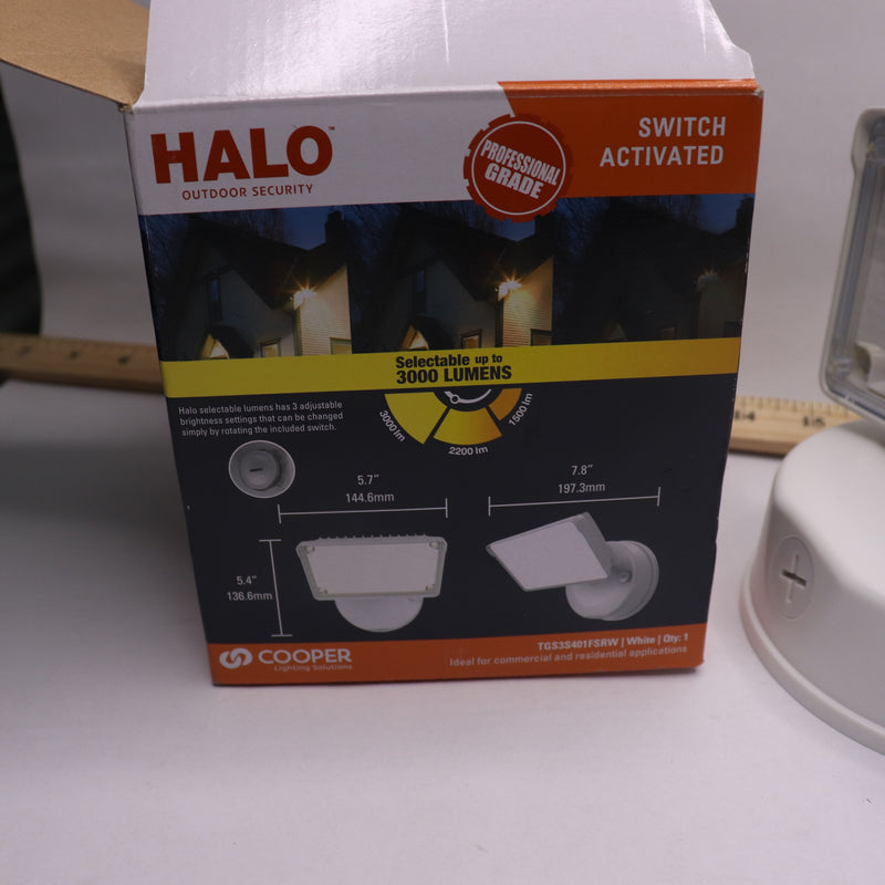 Halo Outdoor Square Head Flood & Security LED Light White 4000K 120V