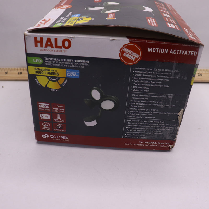 Halo Outdoor Integrated LED Flood Light w/ Round Triple Head 27W TGS3S403MRRB
