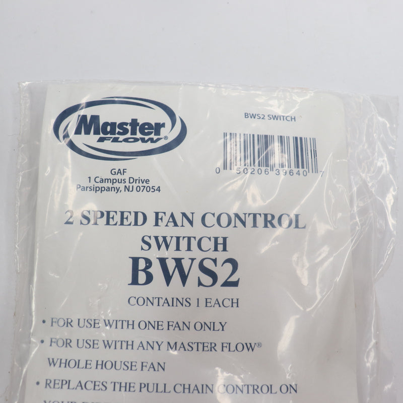 Master Flow Attic Fan Control With Plate Rocker Switch White BWS2