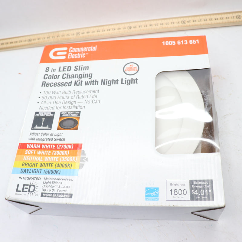 Commercial Electric CE Ultra Slim Canless LED Recessed Light Trim 8" 53829101