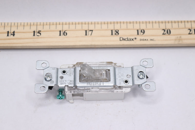 Leviton LED Illuminated Toggle Switch Residential Grade Grounding 15A 120V Clear