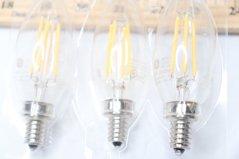 (3-Pk) EcoSmart B13 Dimmable Blunt Tip LED Vintage Edison Light Bulb Clear Glass