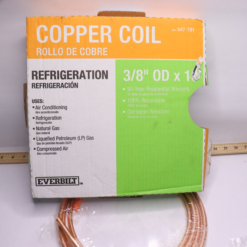 Everbilt Soft Refrigeration Coil Pipe Copper 3/8" OD x 10ft. 647-791