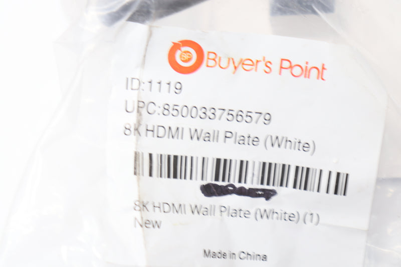 Buyers Point HDMI Wall Plate Single Outlet White 2.1 1119